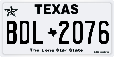 TX license plate BDL2076