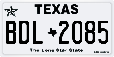 TX license plate BDL2085