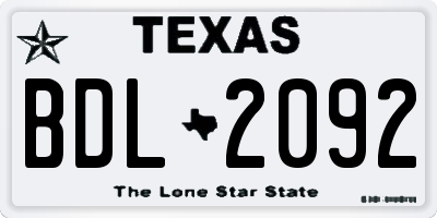 TX license plate BDL2092