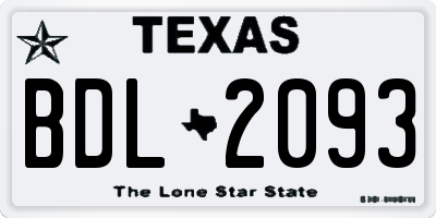 TX license plate BDL2093