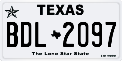TX license plate BDL2097