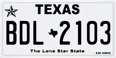TX license plate BDL2103