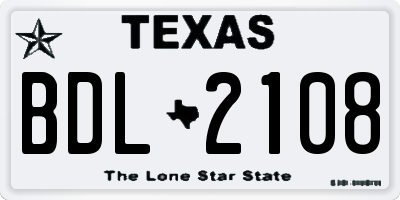 TX license plate BDL2108