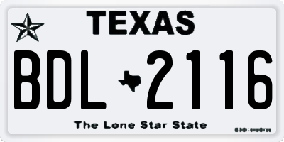 TX license plate BDL2116