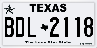 TX license plate BDL2118