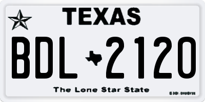 TX license plate BDL2120