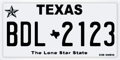 TX license plate BDL2123