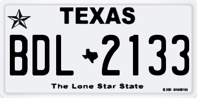 TX license plate BDL2133