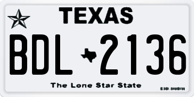 TX license plate BDL2136