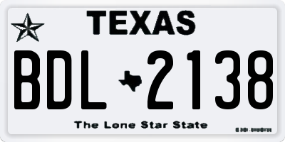 TX license plate BDL2138