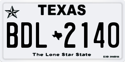 TX license plate BDL2140