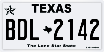 TX license plate BDL2142