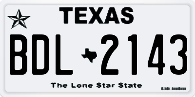 TX license plate BDL2143