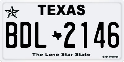 TX license plate BDL2146