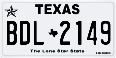 TX license plate BDL2149