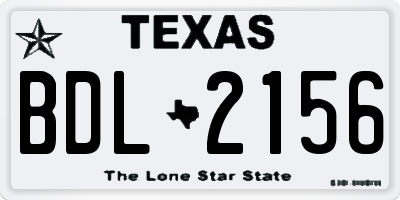 TX license plate BDL2156