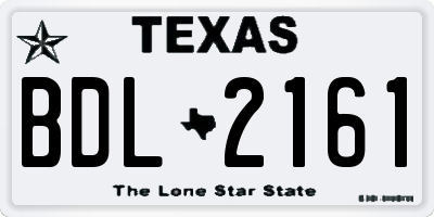 TX license plate BDL2161