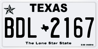 TX license plate BDL2167