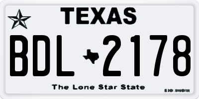 TX license plate BDL2178