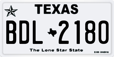 TX license plate BDL2180