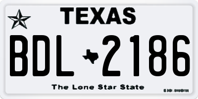 TX license plate BDL2186