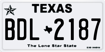 TX license plate BDL2187