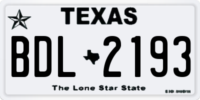 TX license plate BDL2193