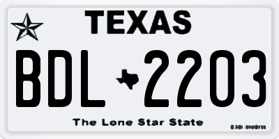 TX license plate BDL2203