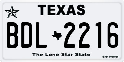 TX license plate BDL2216