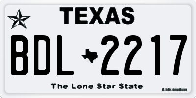 TX license plate BDL2217