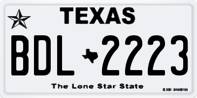 TX license plate BDL2223