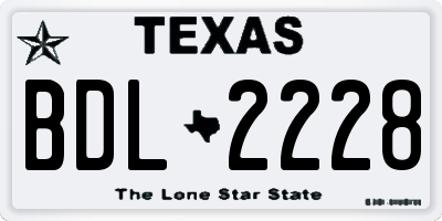 TX license plate BDL2228