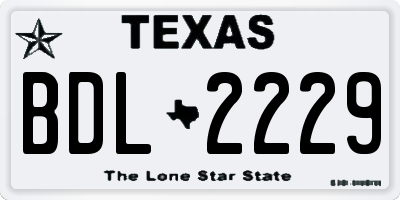 TX license plate BDL2229