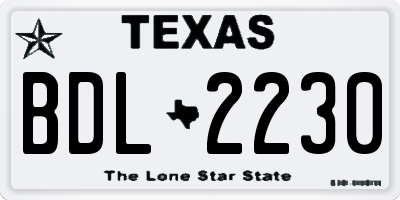 TX license plate BDL2230