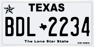 TX license plate BDL2234