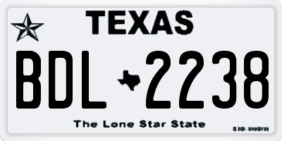TX license plate BDL2238