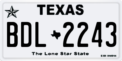 TX license plate BDL2243