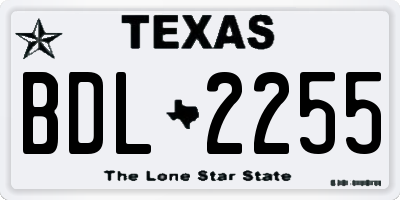 TX license plate BDL2255