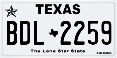 TX license plate BDL2259