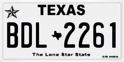 TX license plate BDL2261