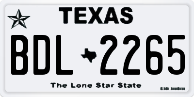 TX license plate BDL2265