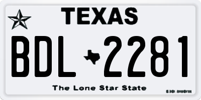 TX license plate BDL2281
