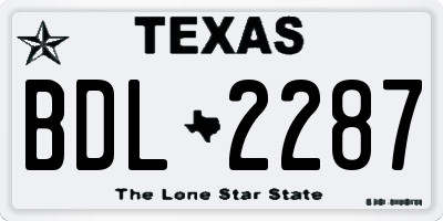 TX license plate BDL2287