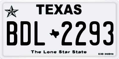 TX license plate BDL2293