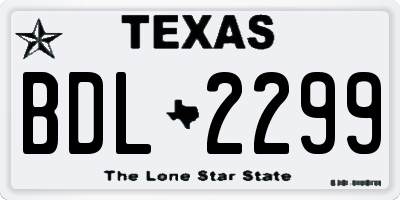 TX license plate BDL2299