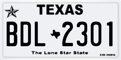 TX license plate BDL2301