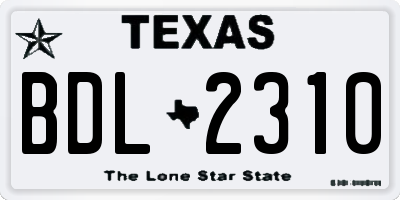 TX license plate BDL2310