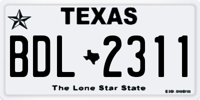TX license plate BDL2311