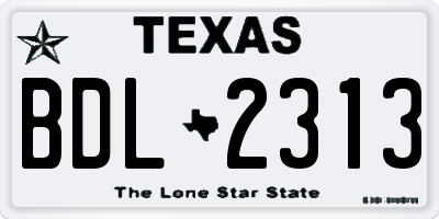 TX license plate BDL2313