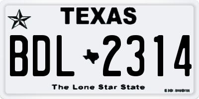TX license plate BDL2314